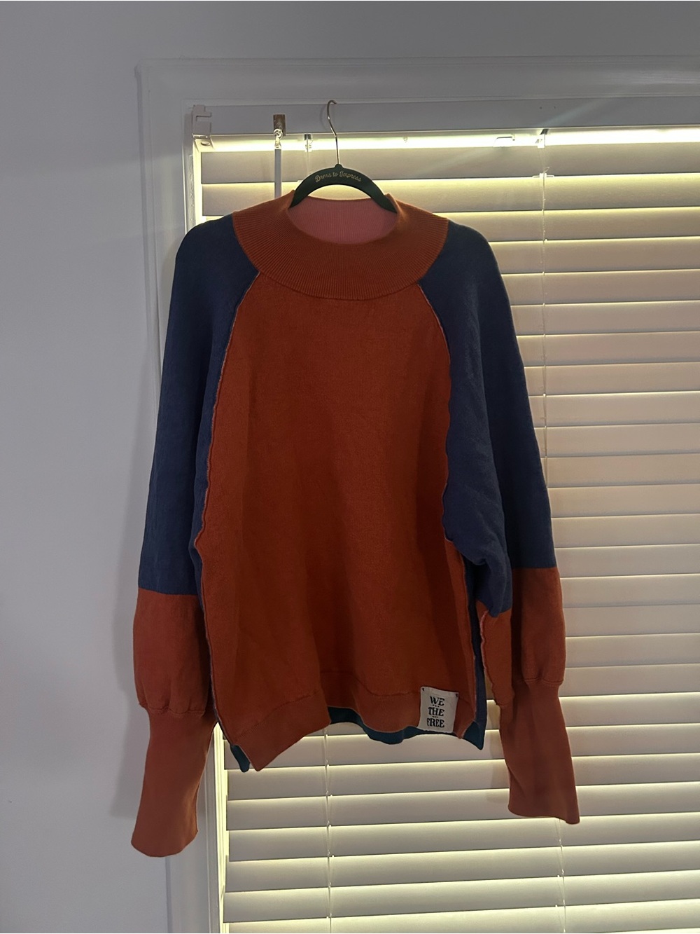 We The Free Orange and Navy Crewneck